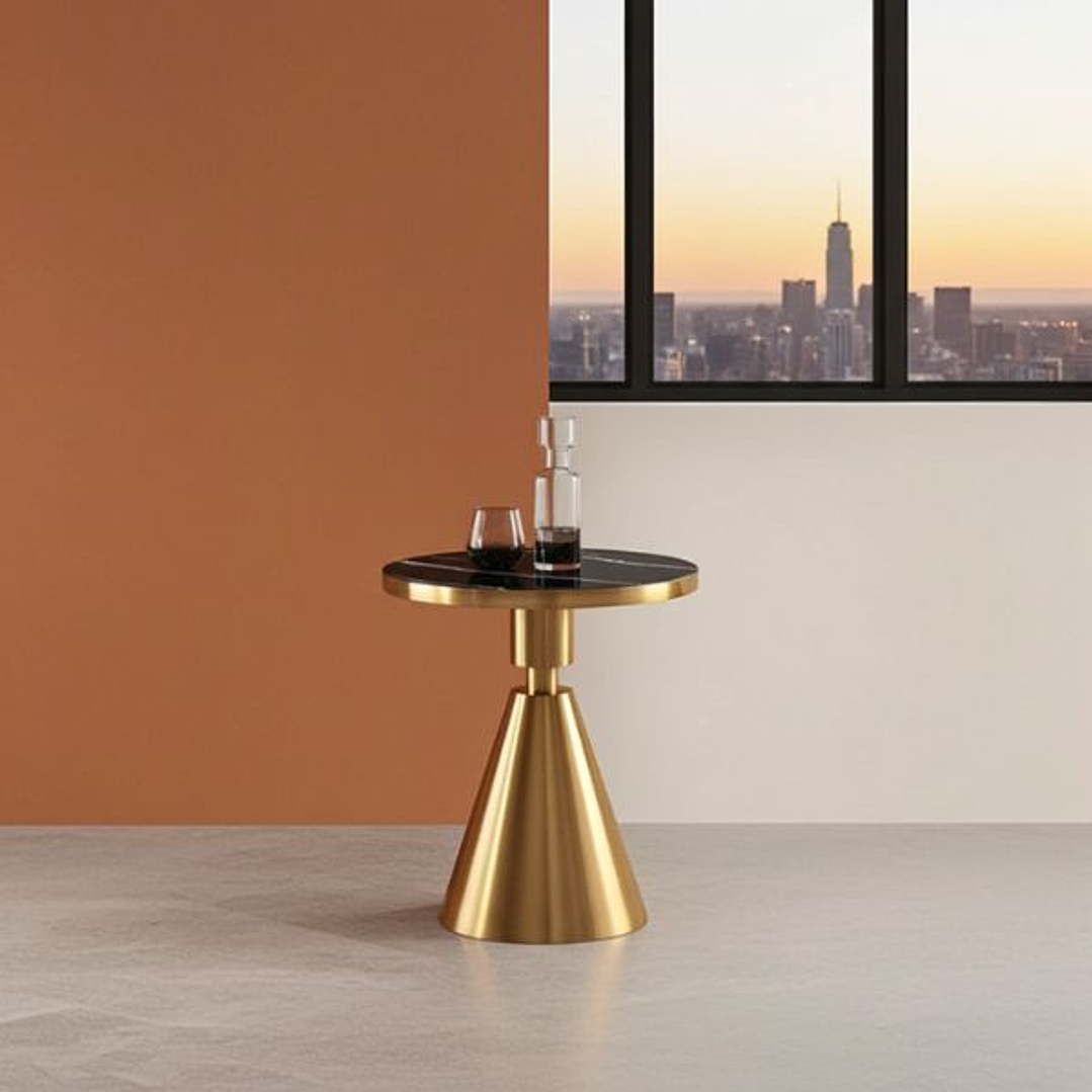 Mesa Auxiliar JASSY NE - Dorada Mármol Negro 50 cm 6