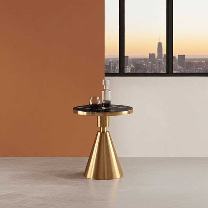 Mesa Auxiliar JASSY NE - Dorada Mármol Negro 50 cm 6