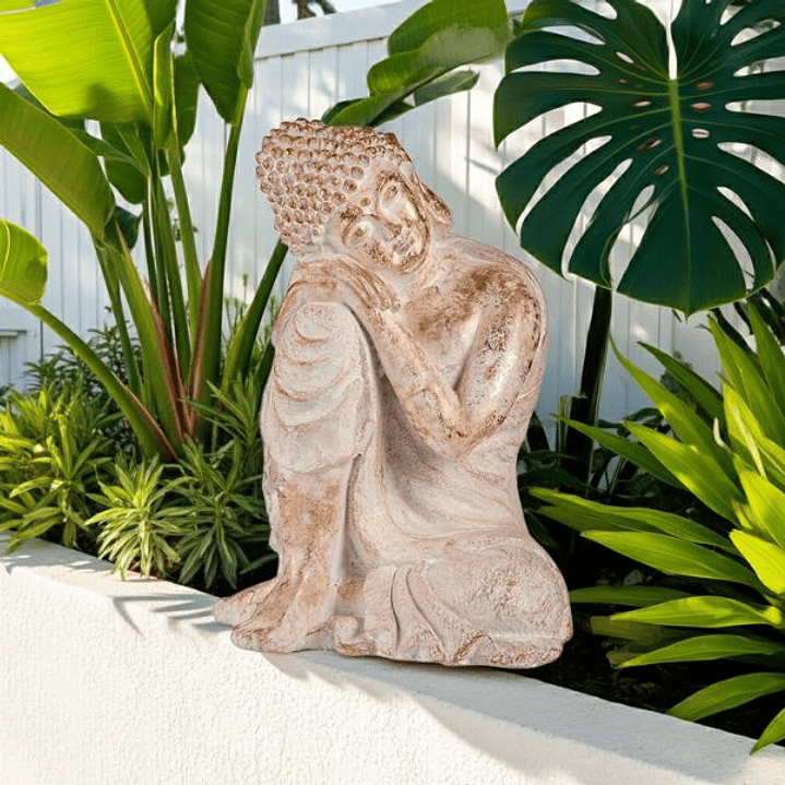 Figura Buda Jardín Ibergarden Blanco Dorado 54 cm 4