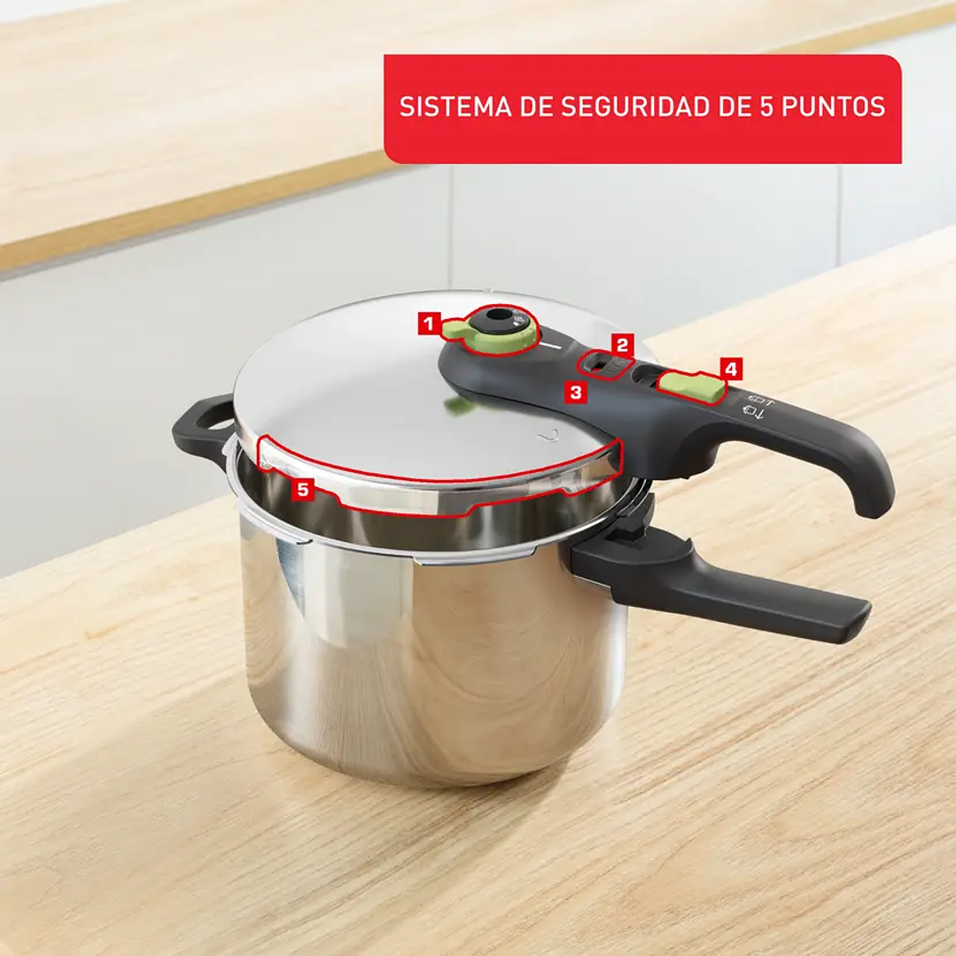 Tefal P2580 Olla Rápida 6L - Cocina Segura y Eficiente 4