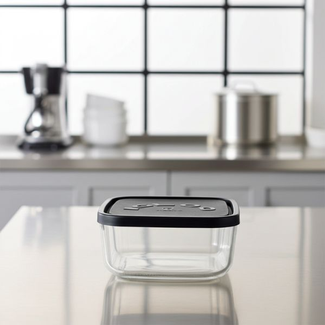 Set Fiambreras Vidrio Borgonovo Igloo - 3,2L Negro Transparente 4