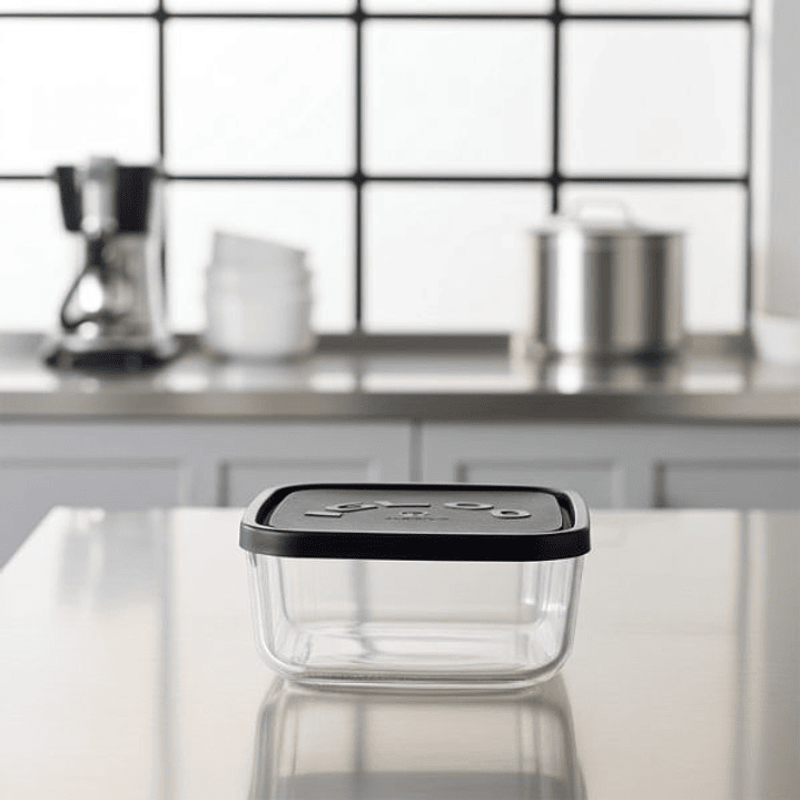 Set Fiambreras Vidrio Borgonovo Igloo - 3,2L Negro Transparente 4