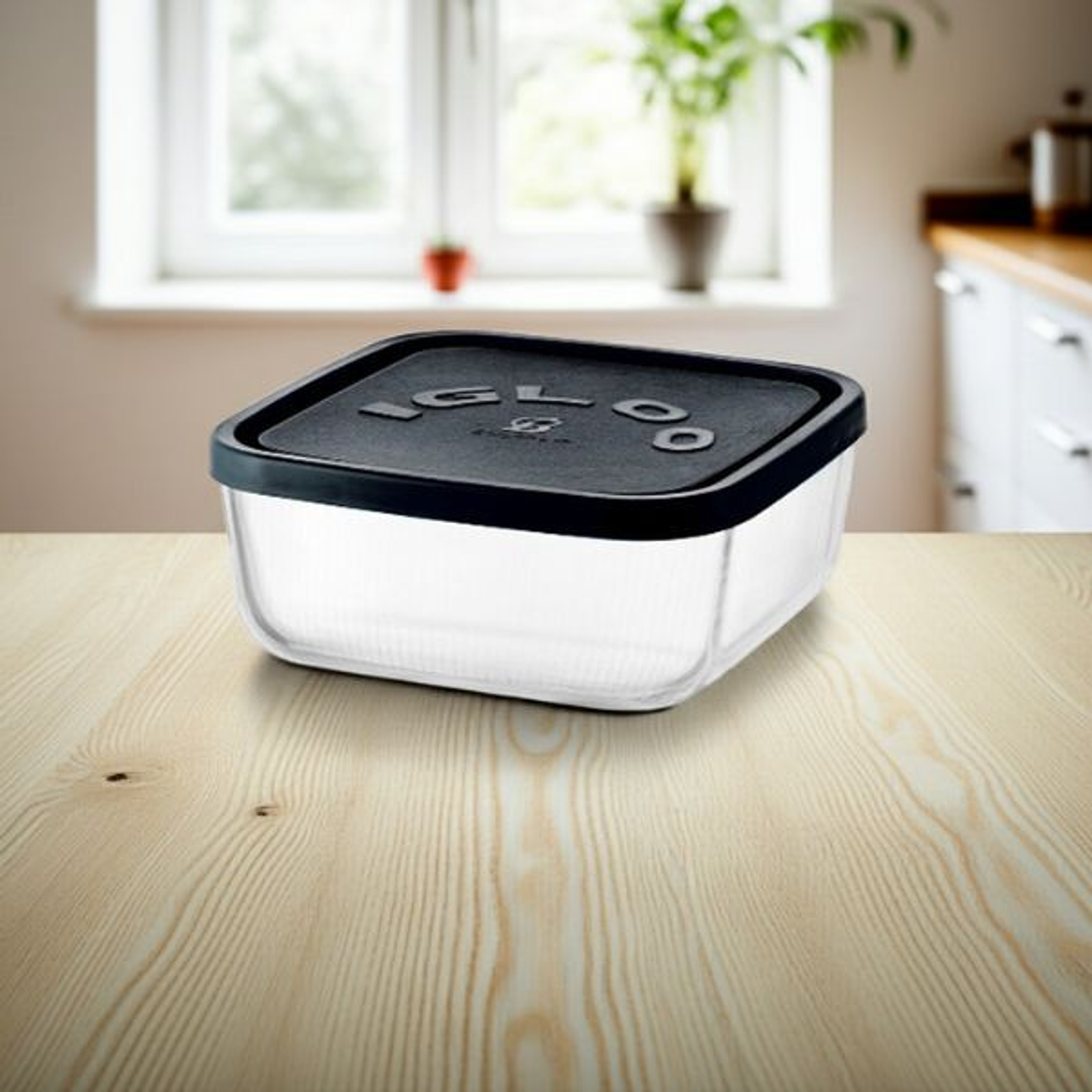 Set Fiambreras Vidrio Borgonovo Igloo - 3,2L Negro Transparente 5