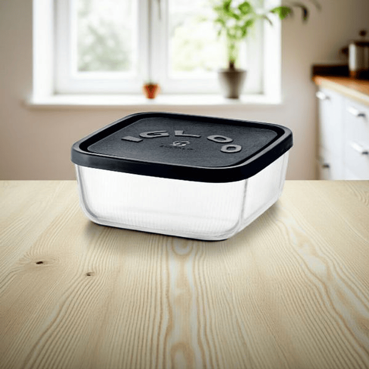 Set Fiambreras Vidrio Borgonovo Igloo - 3,2L Negro Transparente 5