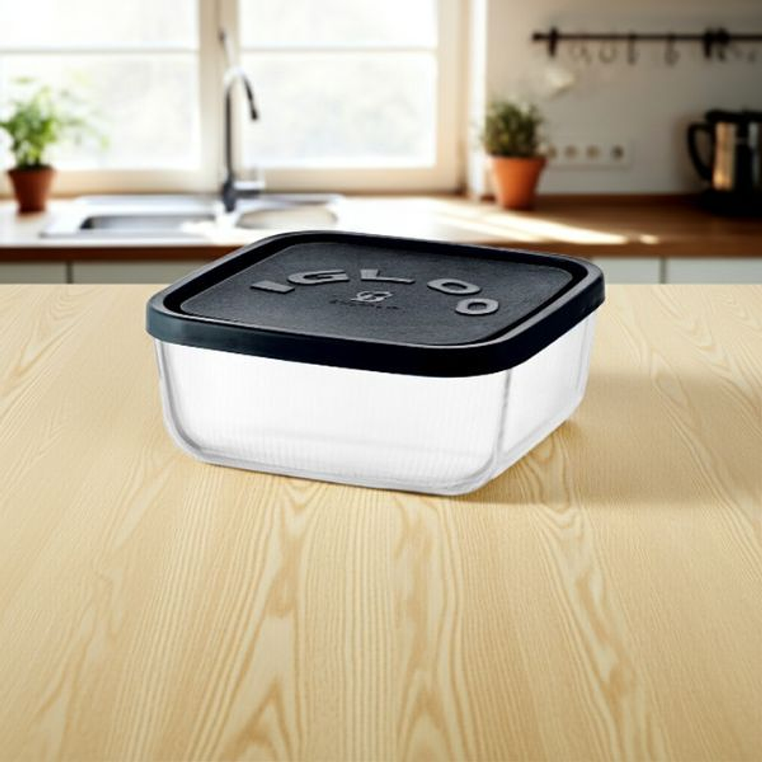 Set Fiambreras Vidrio Borgonovo Igloo - 3,2L Negro Transparente 3