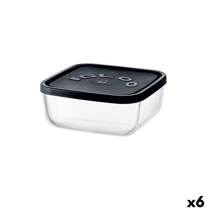Set Fiambreras Vidrio Borgonovo Igloo - 3,2L Negro Transparente 1
