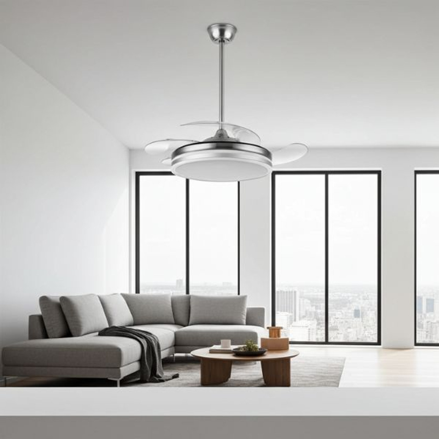 Ventilador Bayomo DC - 4 Aspas LED Níquel 2