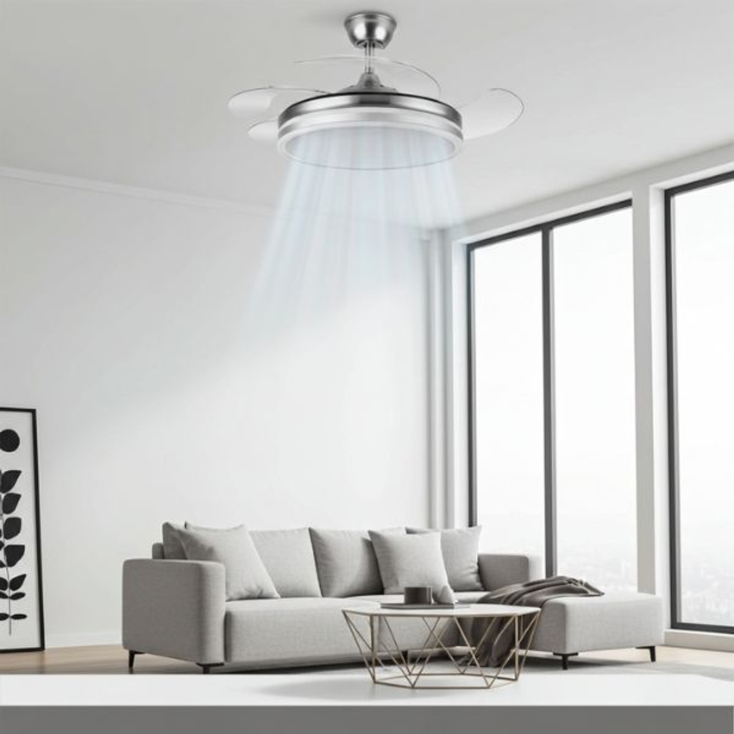 Ventilador Bayomo DC - 4 Aspas LED Níquel 3