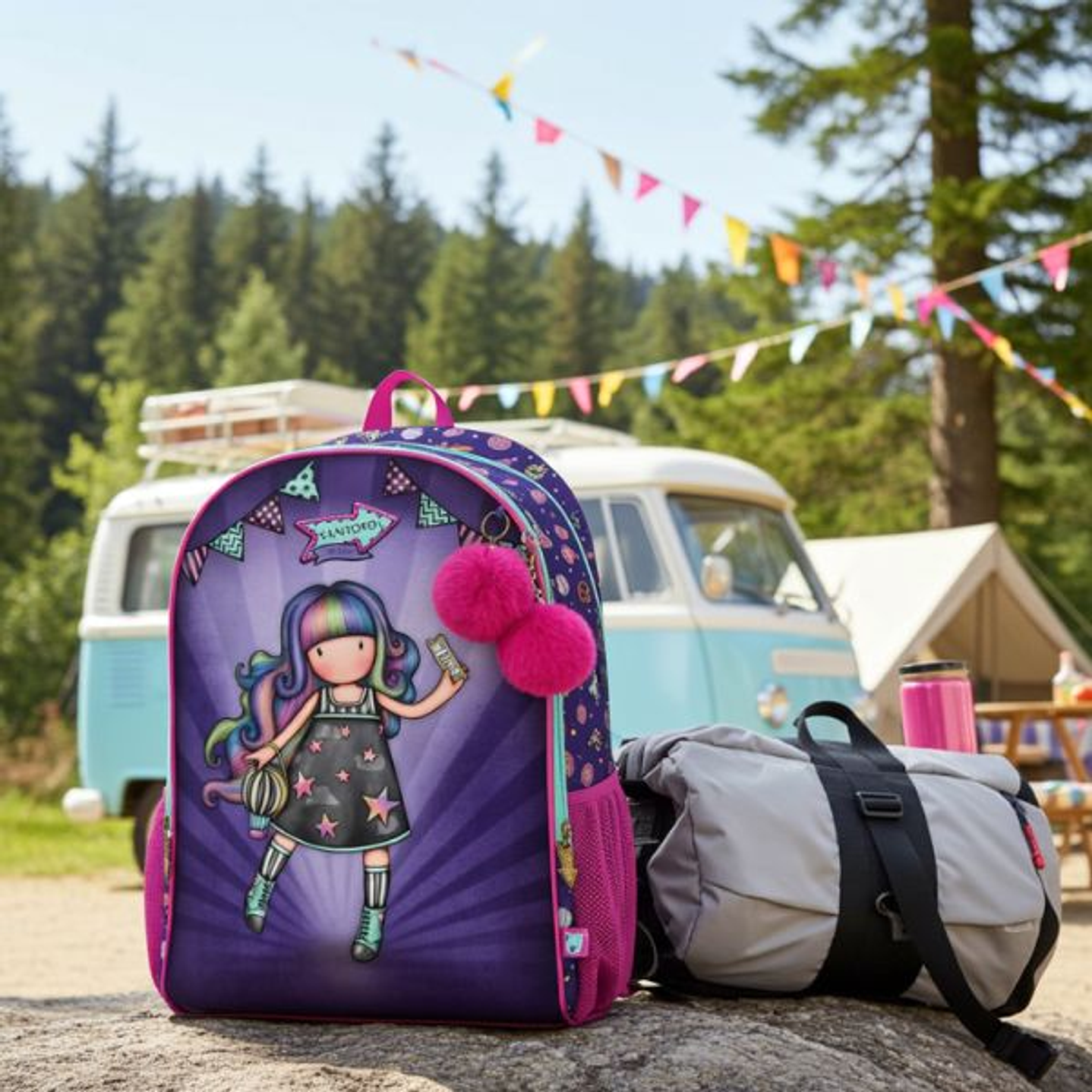 Mochila Escolar Juvenil Gorjuss Up and Away Morada – Diseño con Purpurina, Acolchado Ergonómico y Adaptable a Carro Portamochilas 4