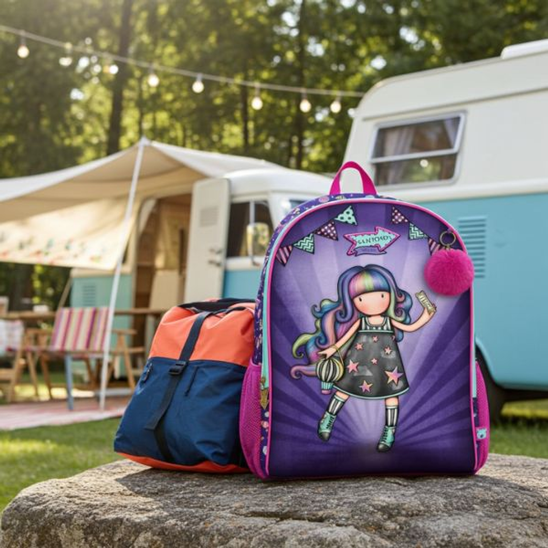 Mochila Escolar Juvenil Gorjuss Up and Away Morada – Diseño con Purpurina, Acolchado Ergonómico y Adaptable a Carro Portamochilas 5