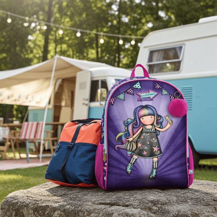 Mochila Escolar Juvenil Gorjuss Up and Away Morada – Diseño con Purpurina, Acolchado Ergonómico y Adaptable a Carro Portamochilas 5