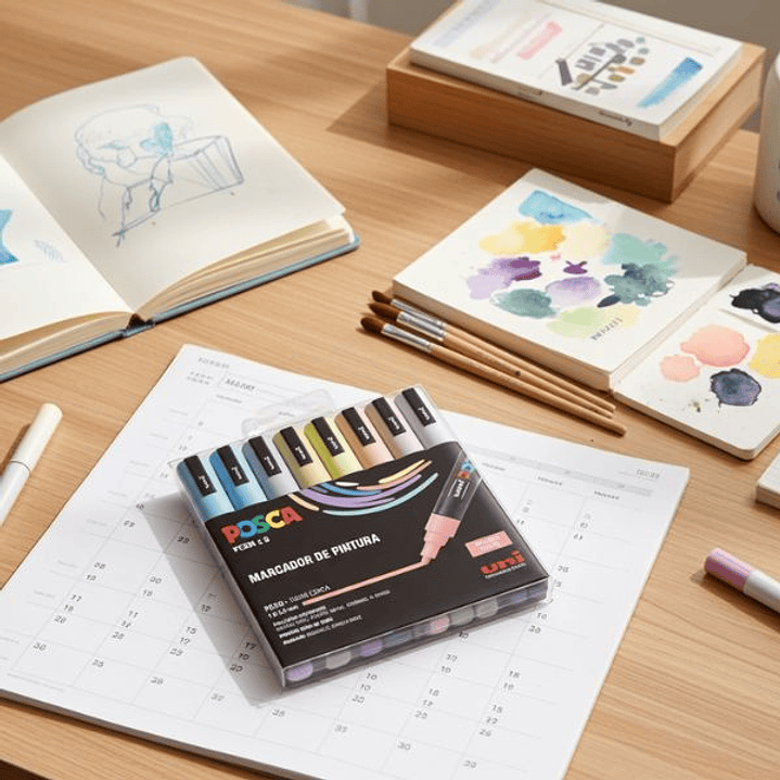 Maleta POSCA 8 Rotuladores Multicolor Punta Media 2
