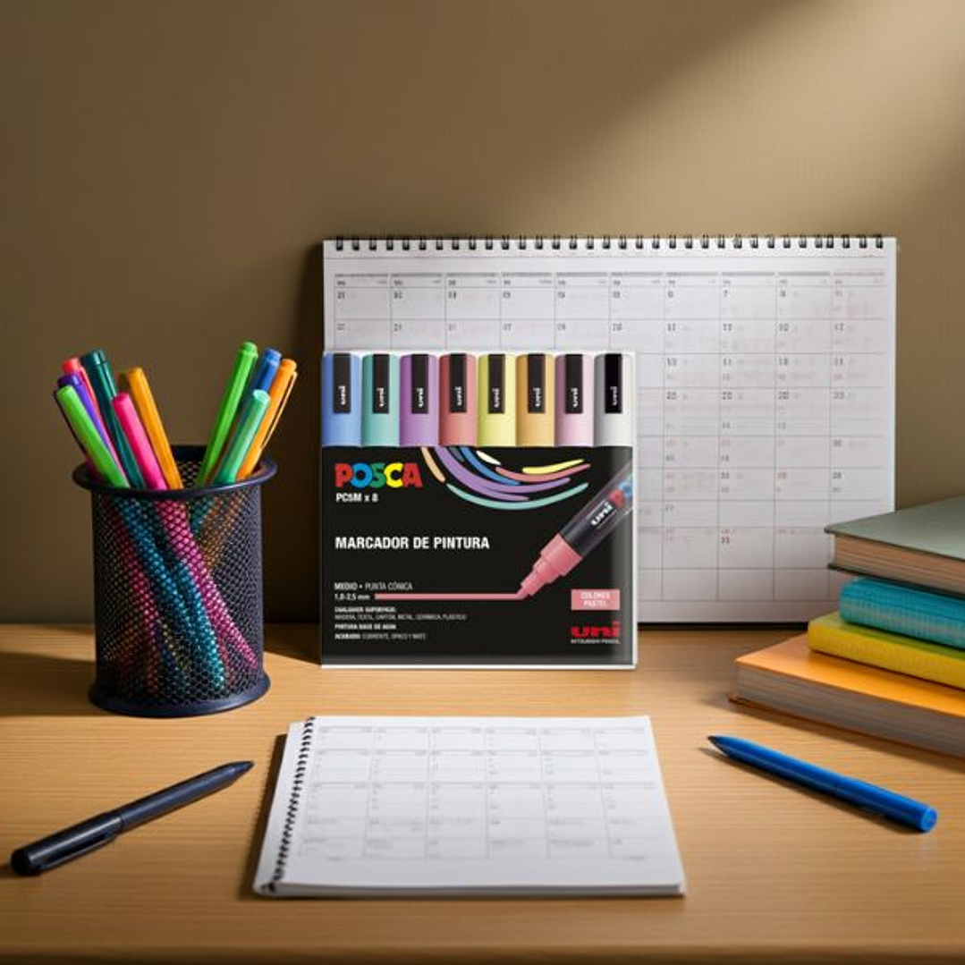 Maleta POSCA 8 Rotuladores Multicolor Punta Media 4