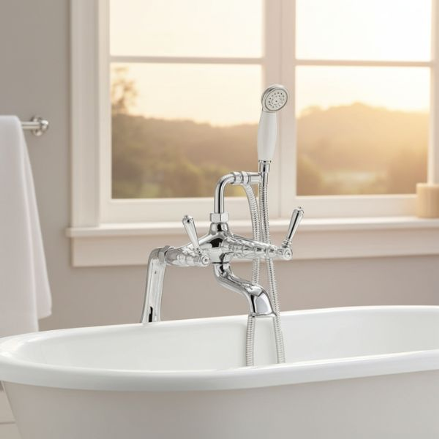 Grifo Mezclador Jade Bañera Latón Cromado con Ducha 3