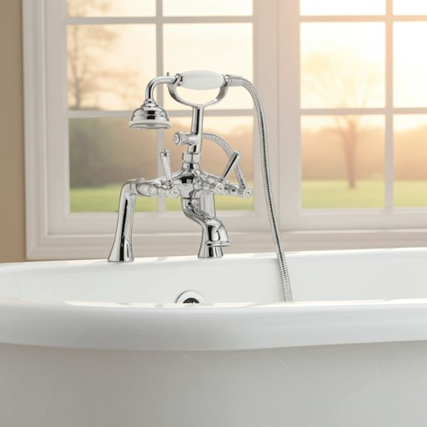 Grifo Mezclador Jade Bañera Latón Cromado con Ducha 5