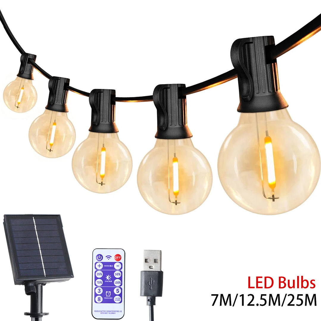 Cadena de Luces LED Solar G40 Jardín 1