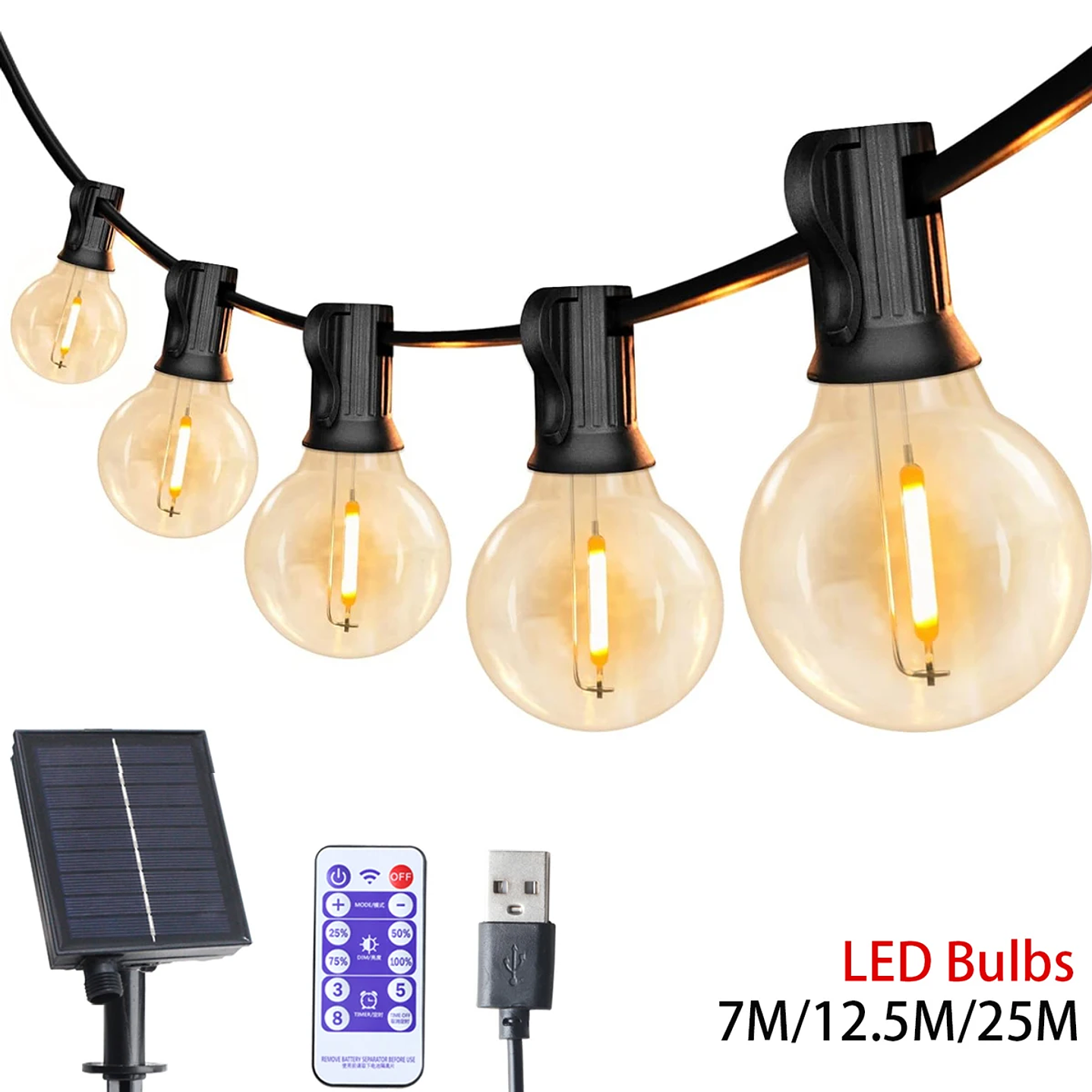 Cadena de Luces LED Solar G40 Jardín 1