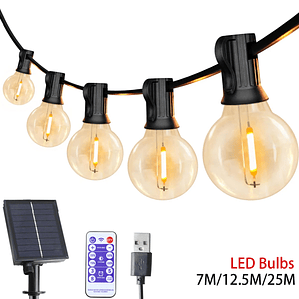 Cadena de Luces LED Solar G40 Jardín