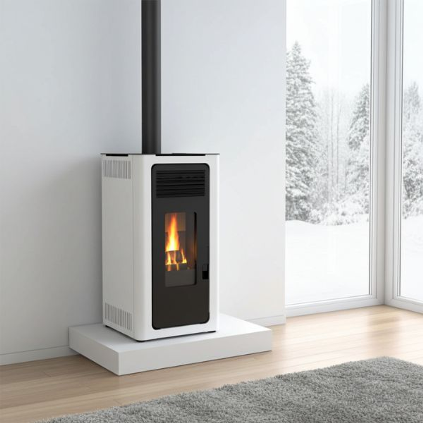 Estufa Pellet Audax LASIAN 8kW Blanco Opaco 3