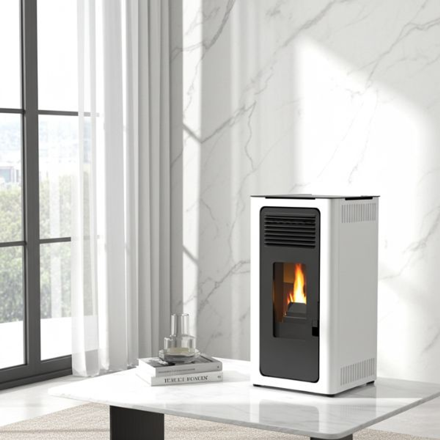 Estufa Pellet Audax LASIAN 8kW Blanco Opaco 4