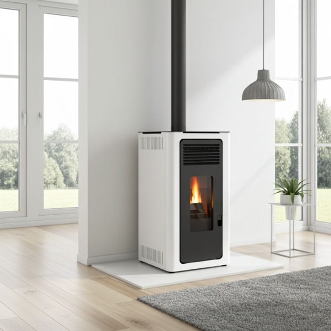 Estufa Pellet Audax LASIAN 8kW Blanco Opaco 5