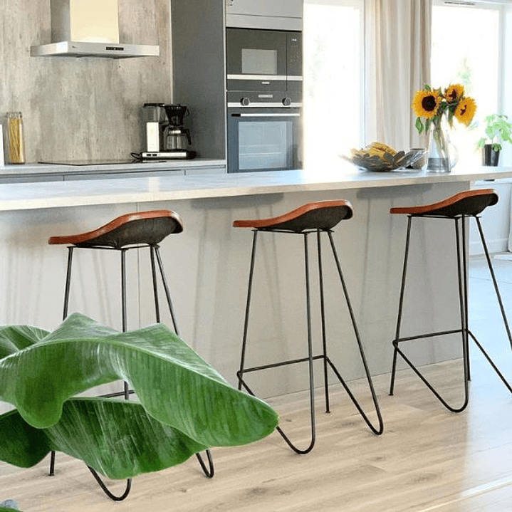 Set 2 Taburetes Altos Cocina Madera Maciza Acacia 5