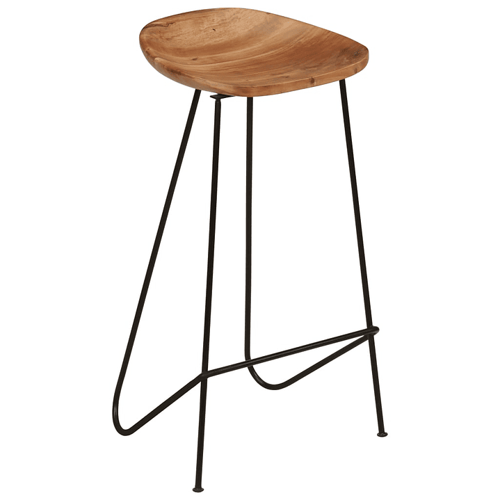 Set 2 Taburetes Altos Cocina Madera Maciza Acacia 12