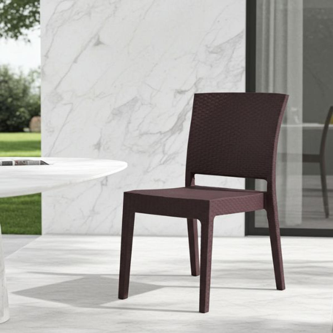Set 4 Sillas LIDO Marrón Chocolate Apilables Exterior e Interior 3