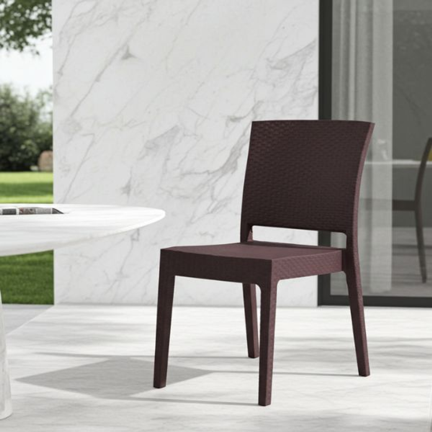 Set 4 Sillas LIDO Marrón Chocolate Apilables Exterior e Interior 3