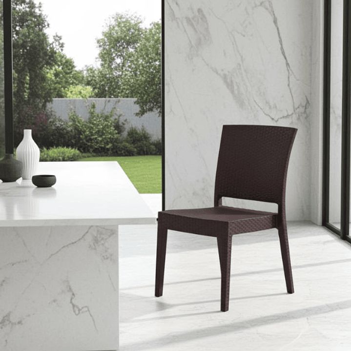 Set 4 Sillas LIDO Marrón Chocolate Apilables Exterior e Interior 4