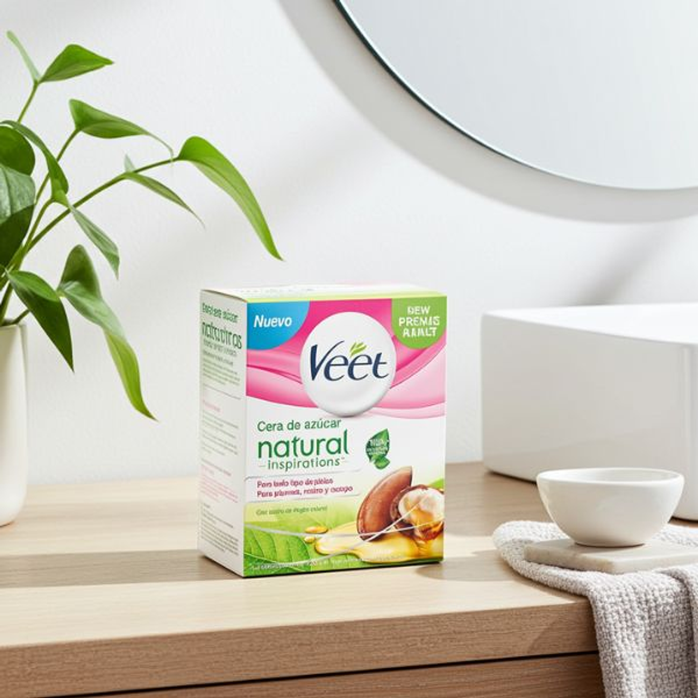 Crema Depilatoria Corporal Veet Cera Tibia Natural con Aceite de Argán y Azúcar – Belleza Natural y Piel Suave por más Tiempo 5