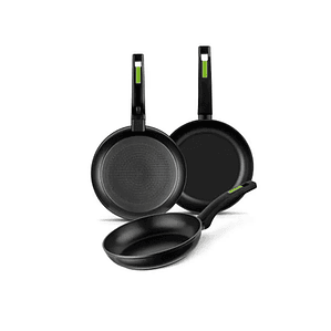 Set 3 Sartenes Monix Green Aluminio Forjado Antiadherentes