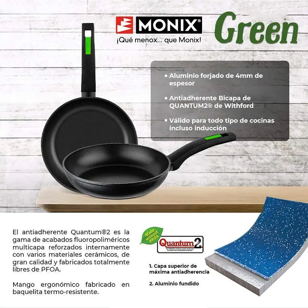 Set 3 Sartenes Monix Green Aluminio Forjado Antiadherentes 6