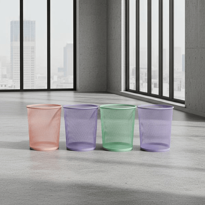 Papelera Pastel Metálica 28x21.5cm  Elegante y Funcional para Espacios Reducidos 2