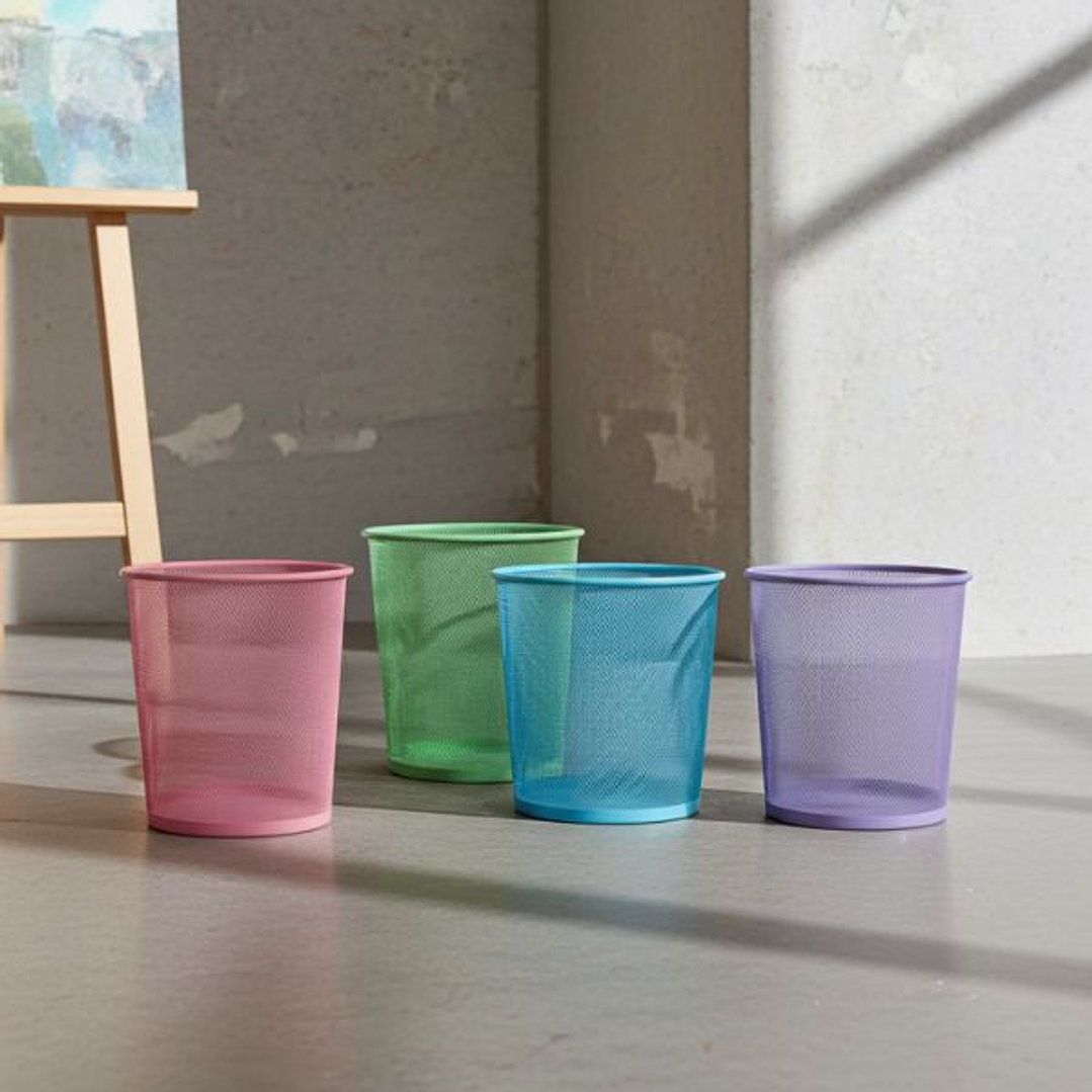 Papelera Pastel Metálica 28x21.5cm  Elegante y Funcional para Espacios Reducidos 3