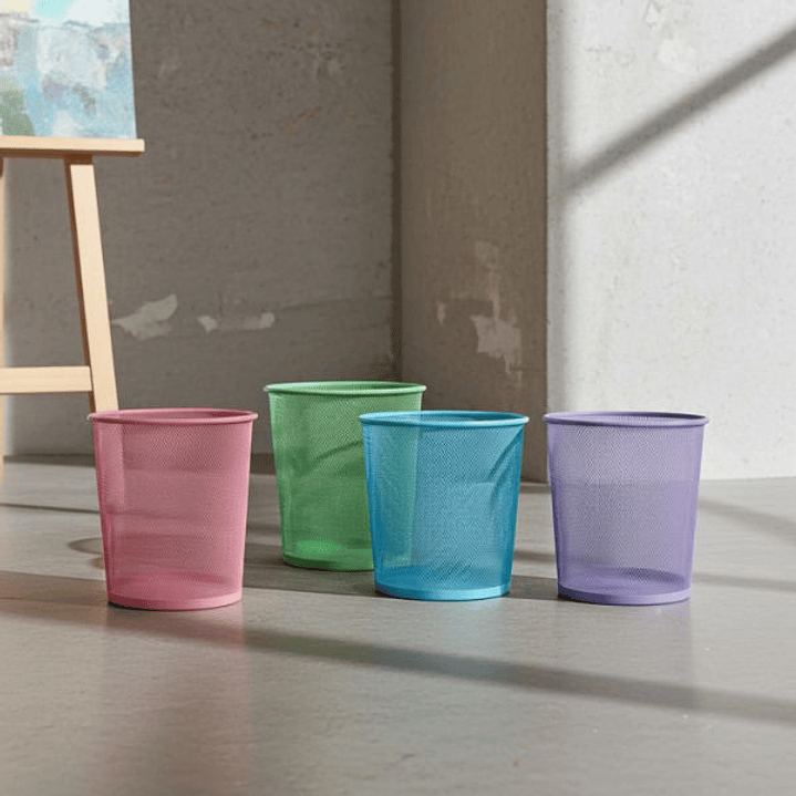 Papelera Pastel Metálica 28x21.5cm  Elegante y Funcional para Espacios Reducidos 3