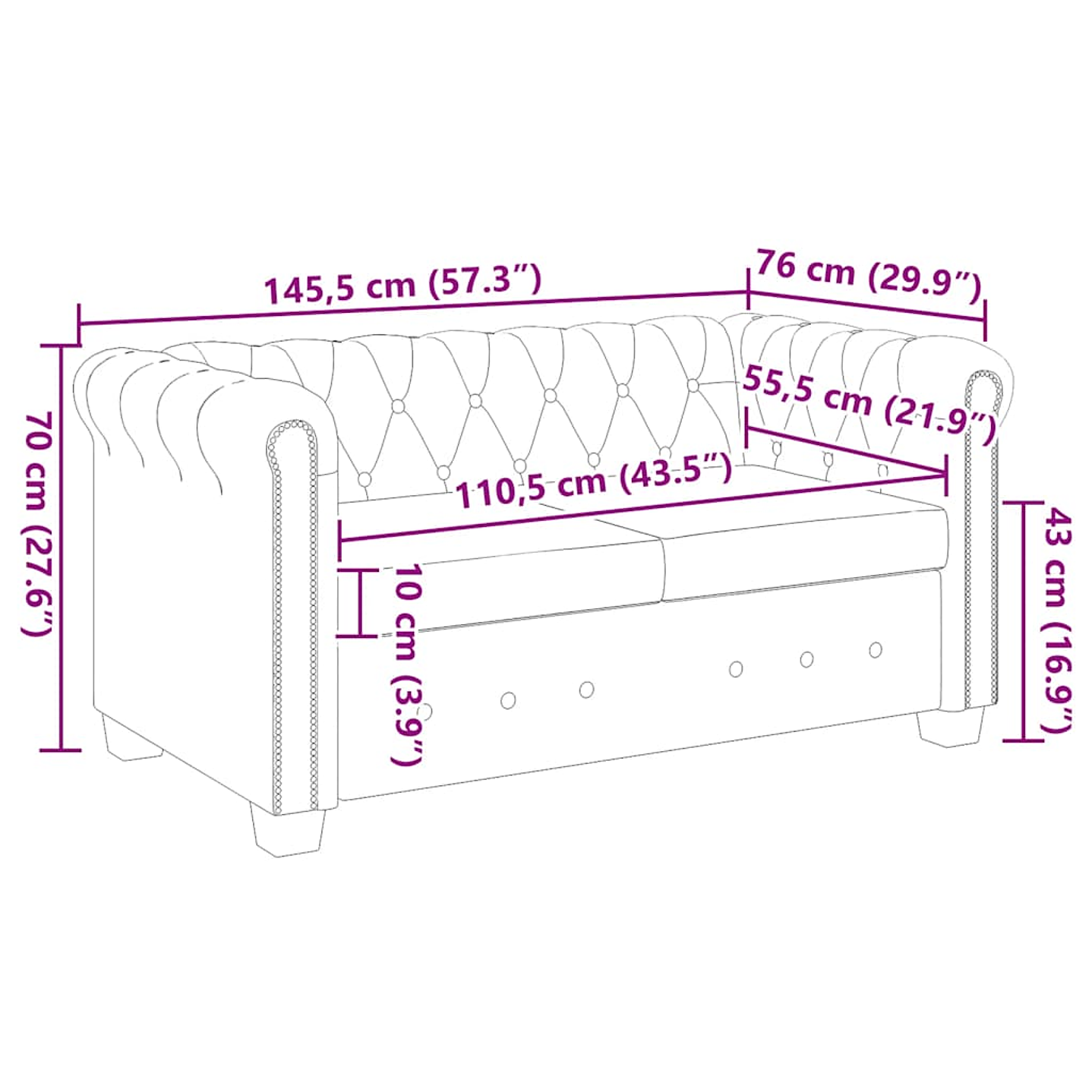 Sofá Chesterfield Marrón 2 Plazas, 3 Plazas o Pack 2+3 15