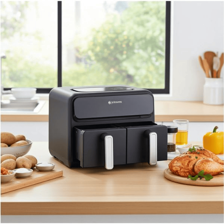 Freidora de aire Johnson 8 litros con doble cesta independiente y control táctil – 2400W | JFRY8DUO 5