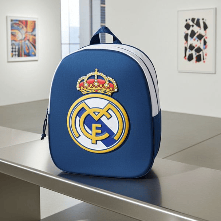 Mochila Infantil Real Madrid C.F. 3D Negra 27x33x10 cm con Hombreras Acolchadas y Bolsillo Lateral 2