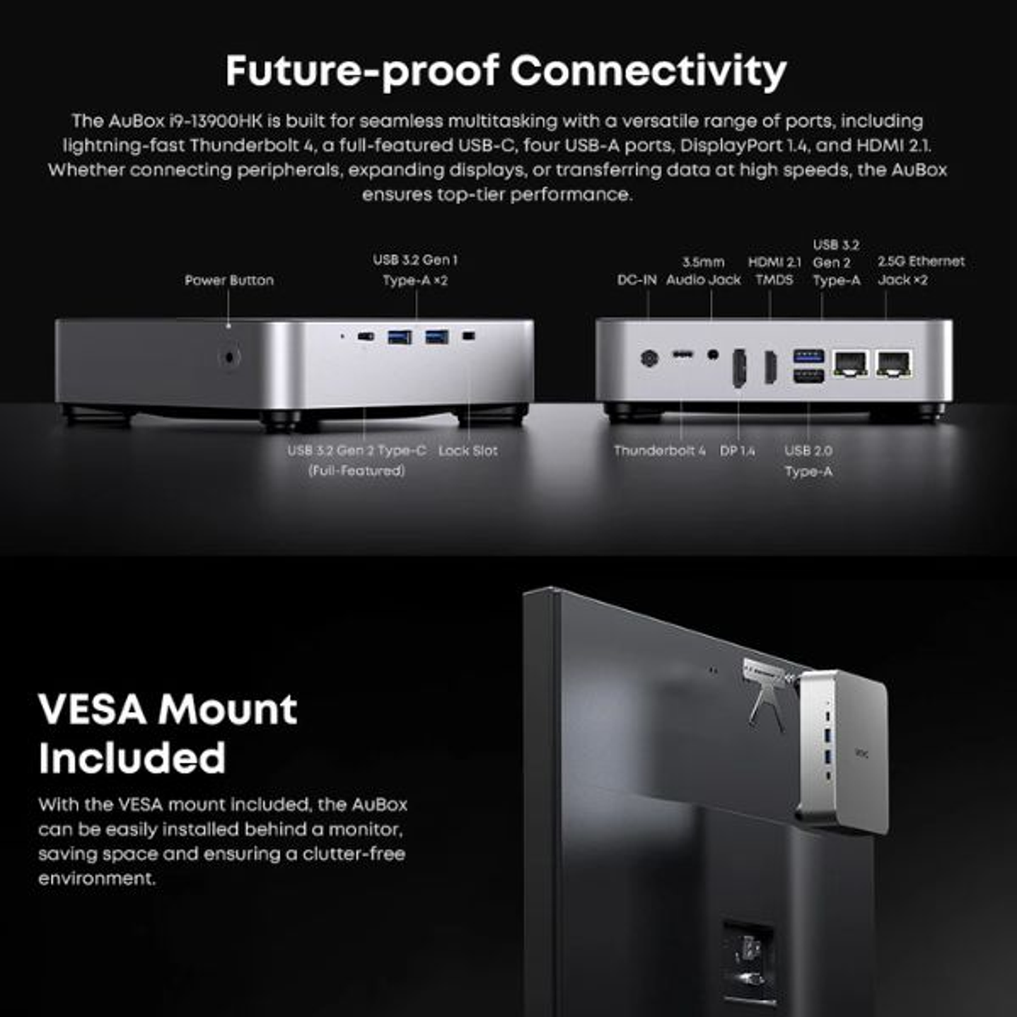 CHUWI AuBox Mini PC - Intel i9-13900HK 32GB RAM 1TB SSD WiFi 6 7