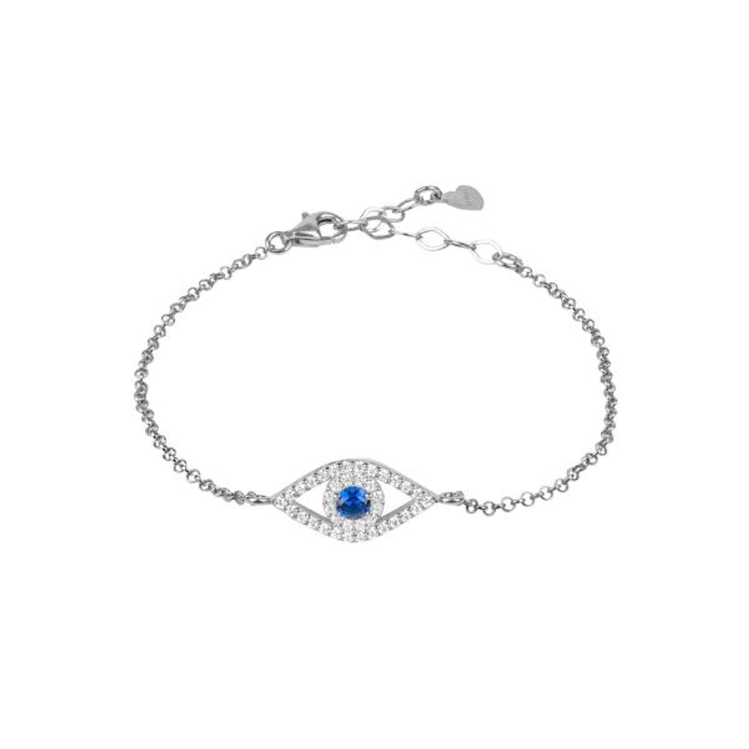 Pulsera Ojo Protector Azul Plata - Joyería Minimalista Latelita 1