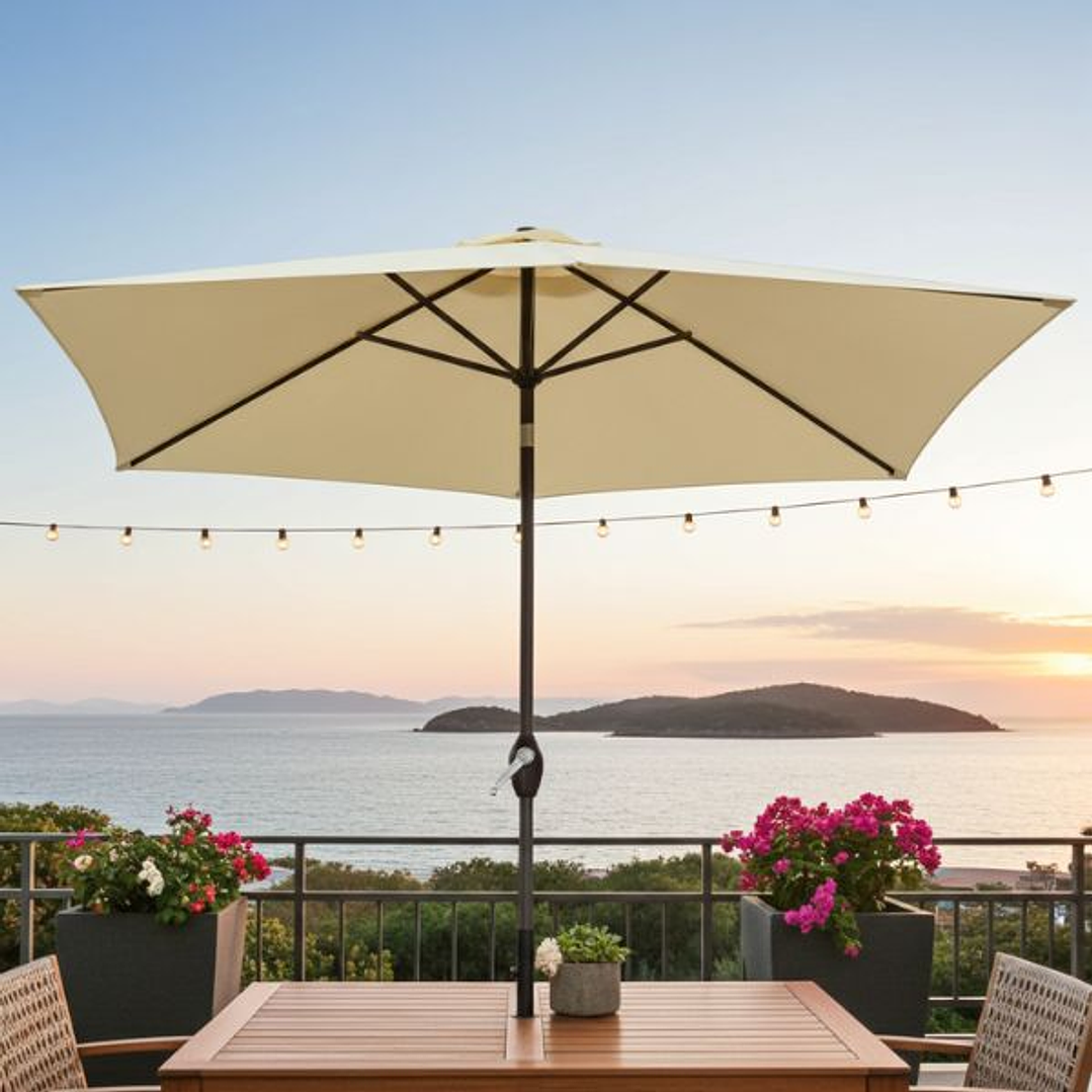 Sombrilla Aktive Crema 300 x 245 x 200 cm | Parasol Resistente para Terraza y Jardín 4