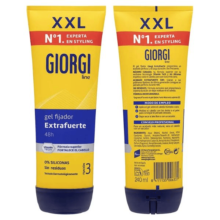 Gel Fijador Giorgi Nº3 240 ml | Fijación Extrafuerte Sin Siliconas para Todo Tipo de Cabello 3