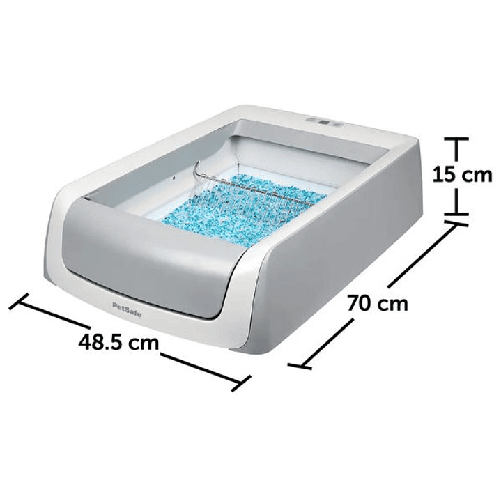 Arenero para Gatos PetSafe Auto ScoopFree 1.5 – Sistema Autolimpiante con Control de Olores, Bandeja Desechable y Diseño Compacto en Blanco y Gris 6