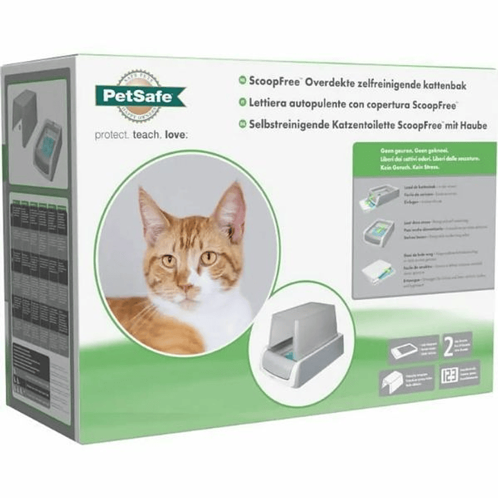Arenero para Gatos PetSafe Auto ScoopFree 1.5 – Sistema Autolimpiante con Control de Olores, Bandeja Desechable y Diseño Compacto en Blanco y Gris 7