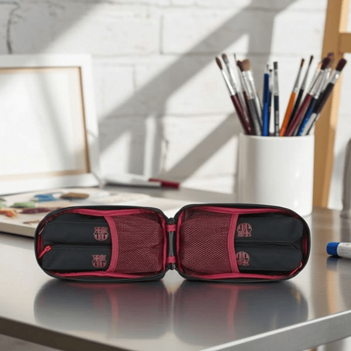 Plumier Mochila F.C. Barcelona Negro – Estuche Escolar Deportivo con Asa Superior, 33 Piezas y Bolsillo Frontal, Poliéster 600D 5