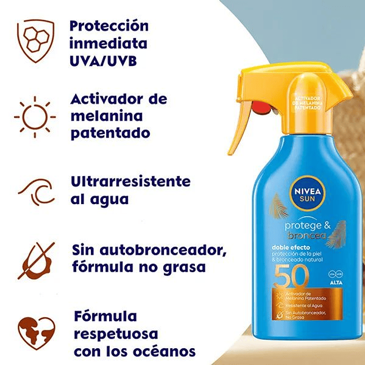 Protector Solar Corporal en Spray Nivea Sun Protect & Moisture SPF 50 – Protección Alta e Hidratación Duradera 5