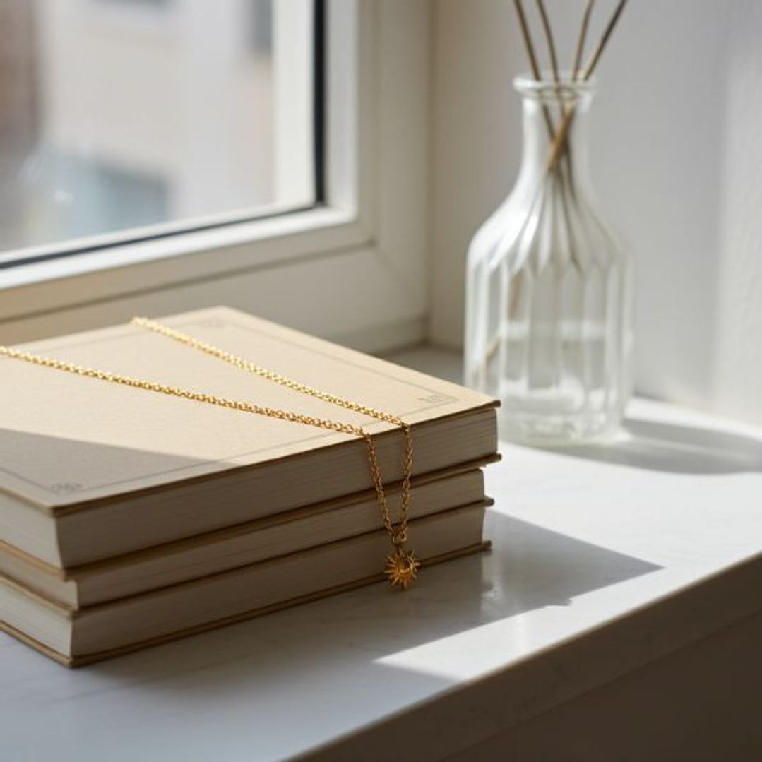 Collar Minimalista de Sol - Acero Inoxidable Oro 14k Hipoalergénico 3