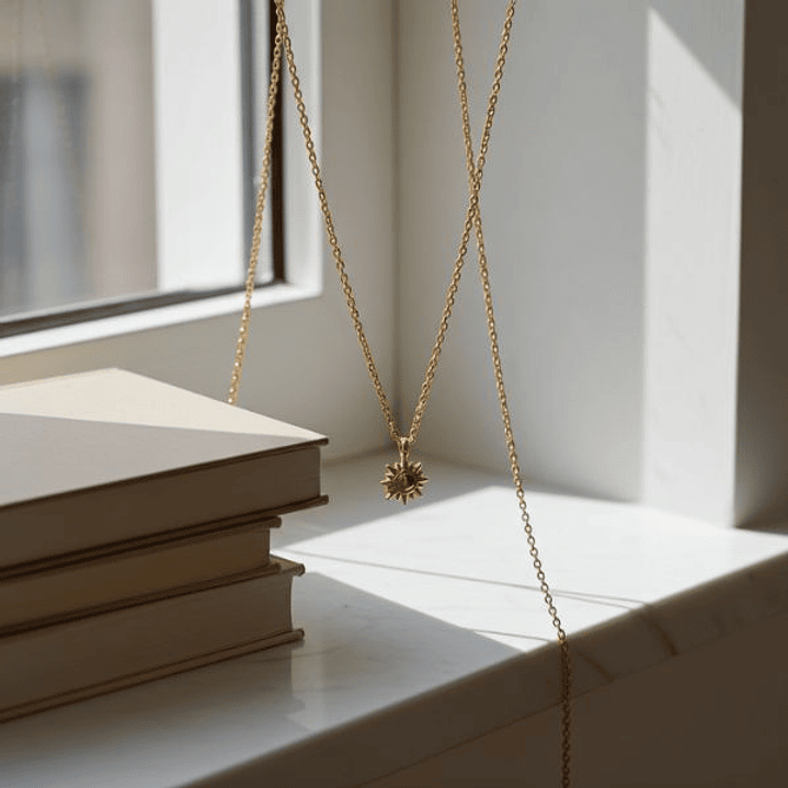 Collar Minimalista de Sol - Acero Inoxidable Oro 14k Hipoalergénico 4