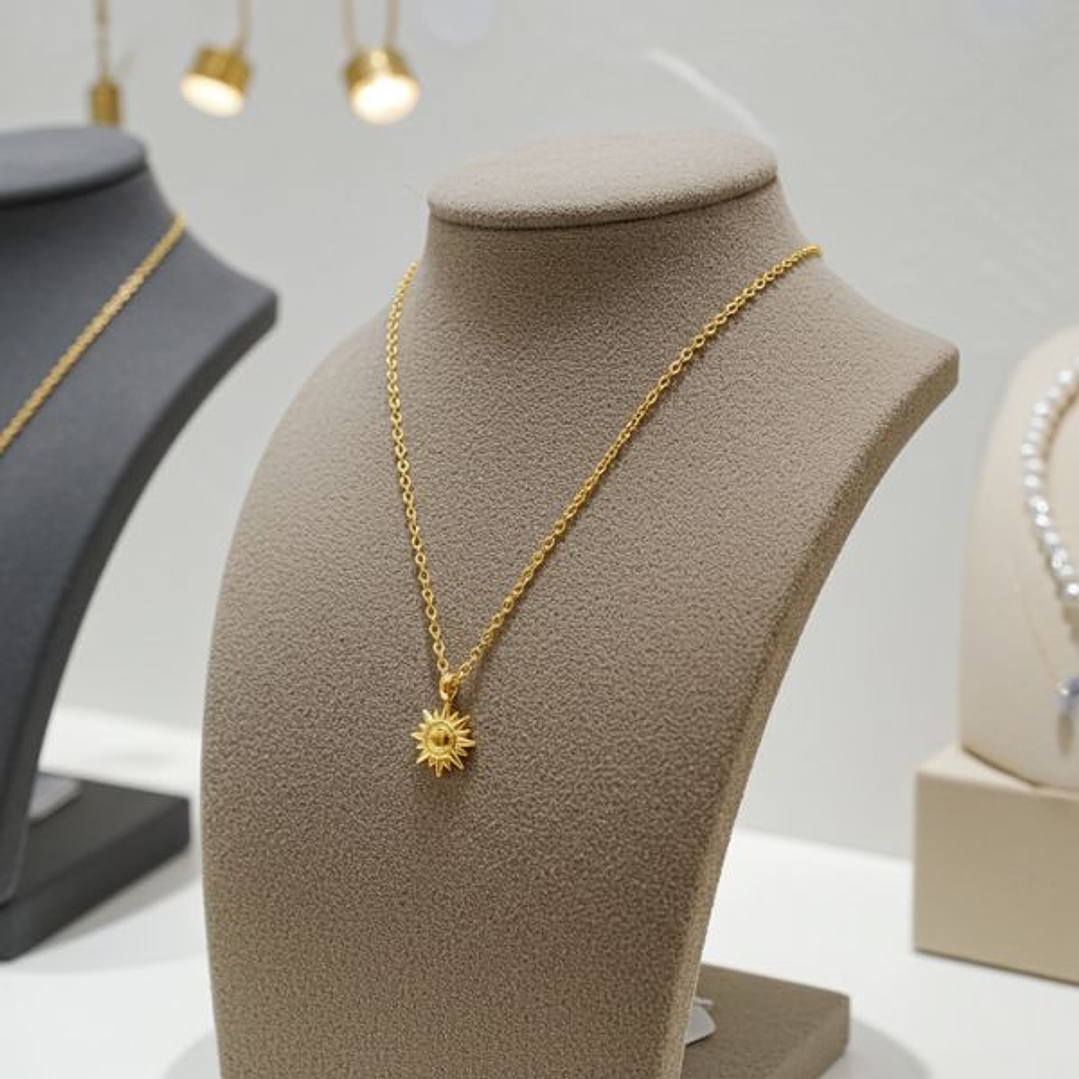 Collar Minimalista de Sol - Acero Inoxidable Oro 14k Hipoalergénico 5